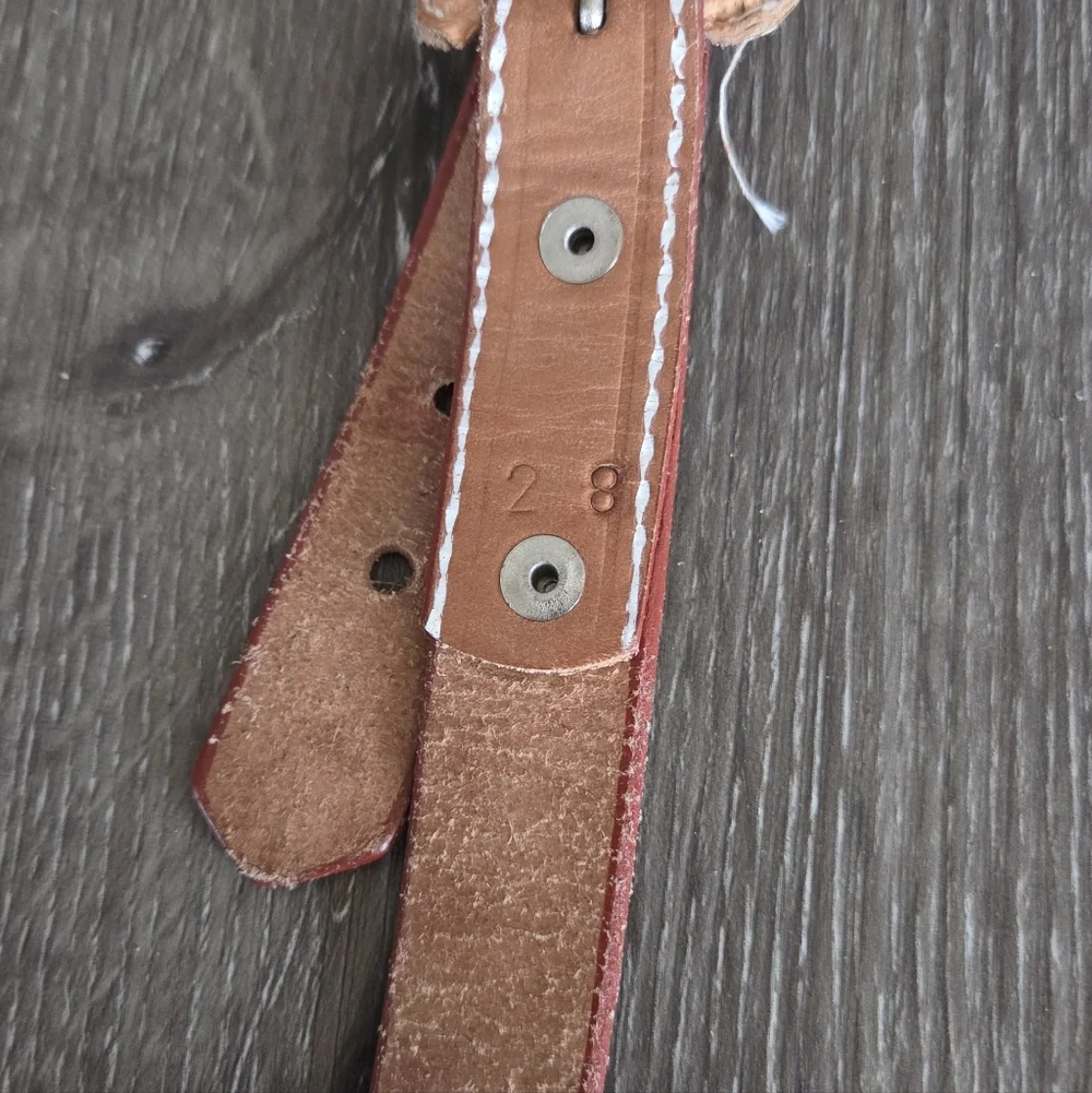 Handcrafted Western Boho Brown Leather Belt 28